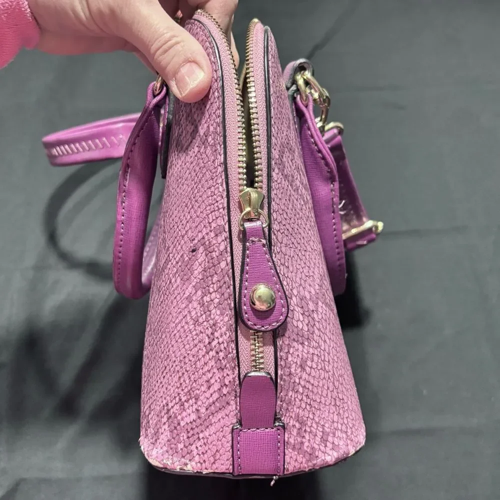 Purple Snakeskin Women's Adjustable Strap Crossbody Purse Handbag Pockets Medium